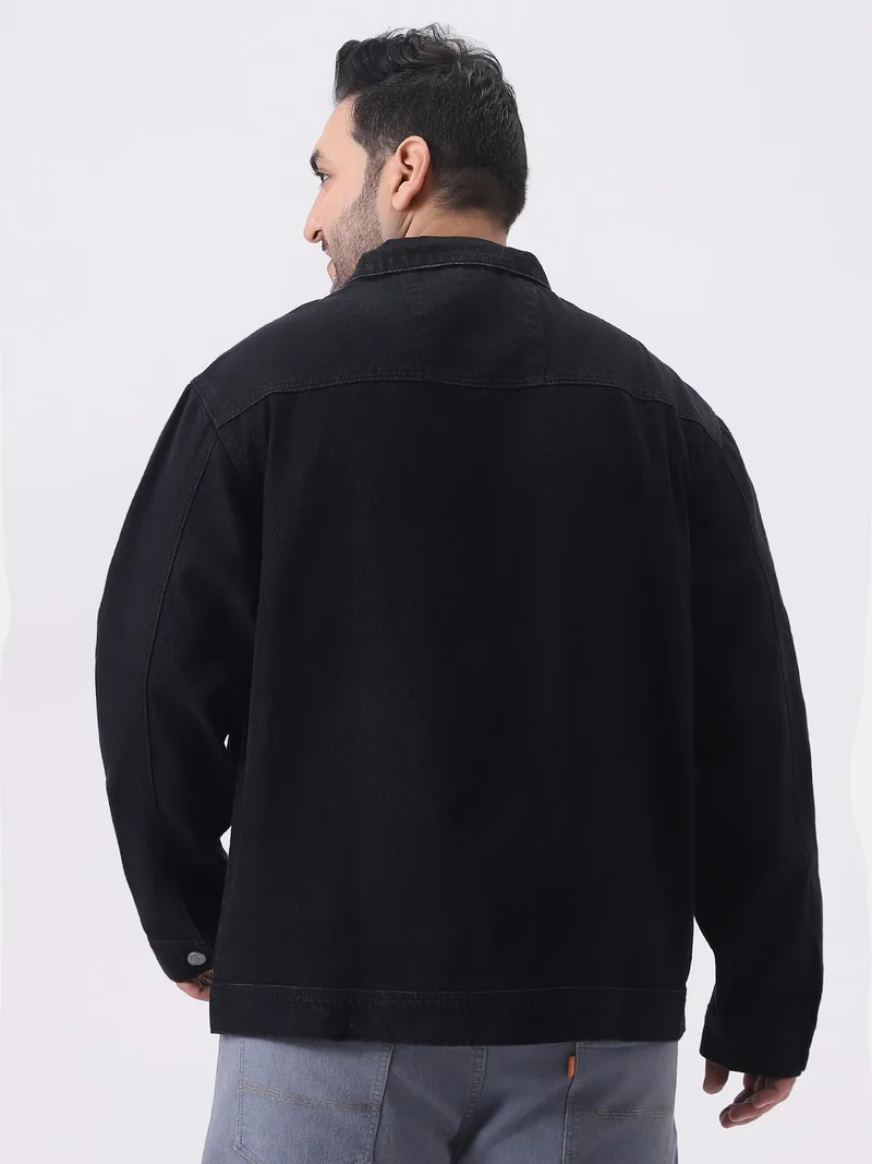 Urbano Fashion  Urbano Plus Men's Black Relaxed Fit Full Sleeve Utility Denim Jacket  | Best Price UAE