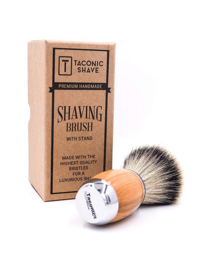 taconic shave 's Synthetic Silvertip Luxury Shaving Brush – Deluxe Beechwood and Chrome Handle - Shaving Stand Included  - Image 3
