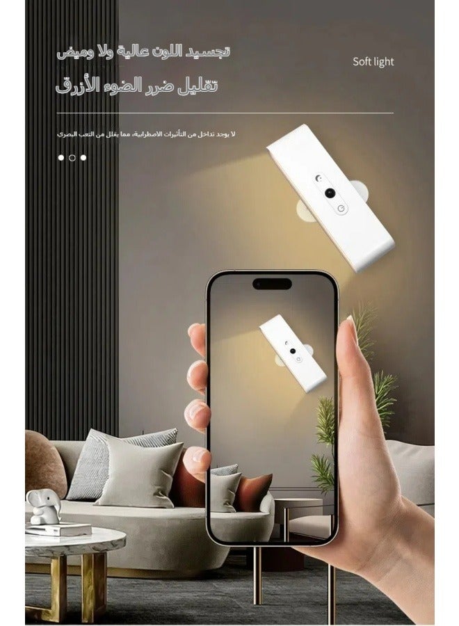 الصمام المغناطيسي الجدار مصباح ثلاثة ألوان تعمل باللمس السرير مصباح الغلاف الجوي بسيطة الديكور القراءة الأضواء غرفة نوم شحن جسم الإنسان التعريفي ضوء الليل - Image 4