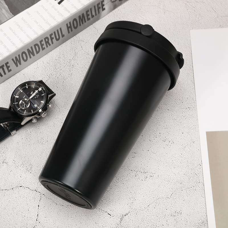 Wosta Travel Mug, Insulated Coffee Cup with Leakproof Lid,Vacuum Insulation Stainless Steel Reusable for Hot Cold Coffee, Water and Tea, Mug with Non-Slip Protective Cover. (Black 500 Ml) - Image 4
