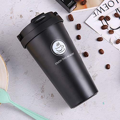 Wosta Travel Mug, Insulated Coffee Cup with Leakproof Lid,Vacuum Insulation Stainless Steel Reusable for Hot Cold Coffee, Water and Tea, Mug with Non-Slip Protective Cover. (Black 500 Ml) - Image 5