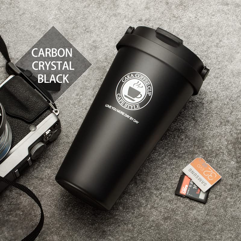 Wosta Travel Mug, Insulated Coffee Cup with Leakproof Lid,Vacuum Insulation Stainless Steel Reusable for Hot Cold Coffee, Water and Tea, Mug with Non-Slip Protective Cover. (Black 500 Ml) - Image 2