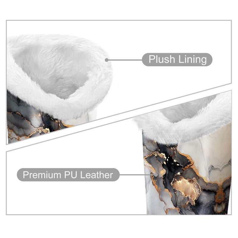 Fintie Fintie Plush Lined Eyeglasses Holder with Magnetic Base- Premium Vegan Leather Glasses Stand Case, Cloudy Marble  - Image 3