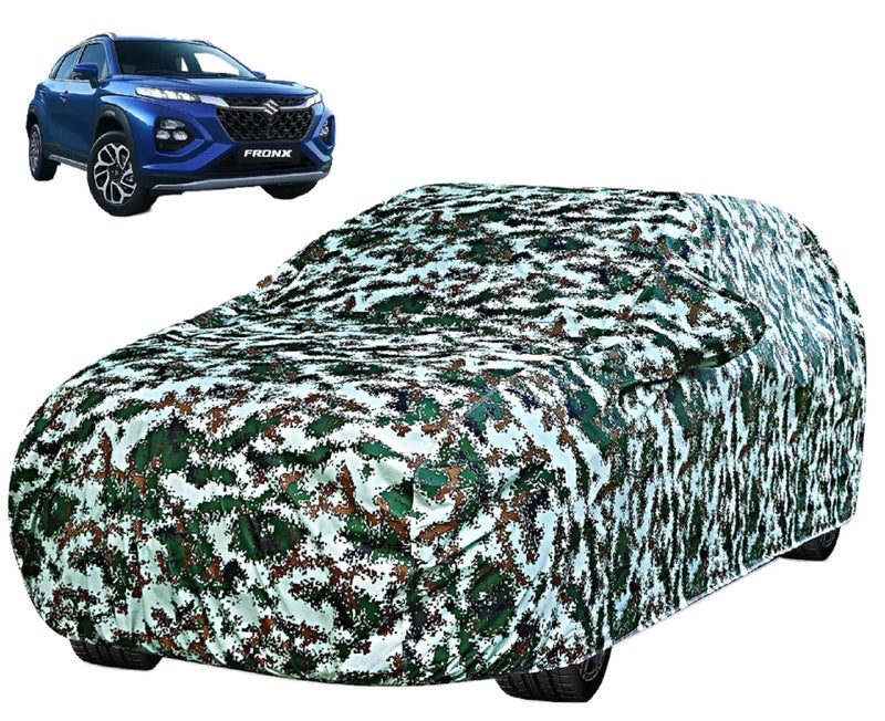 Auto Hub Waterproof Car Cover Compatible with Maruti Fronx with Mirror Pocket, Soft Cotton Lining, Waterproof Fronx Car Cover- Forest Look, Multicolor - Image 1