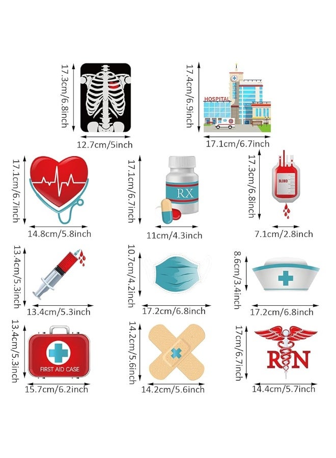 Sumind 30 قطعة زينة حفلة الممرضات زينة أسبوع تخرج الممرضات زينة سلكية معلقة من الفويل الأحمر والأزرق لحفلة ذات طابع طبي للممرضين - Image 1
