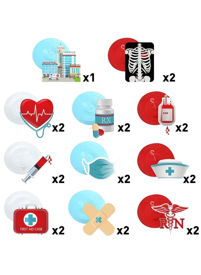 Sumind 30 قطعة زينة حفلة الممرضات زينة أسبوع تخرج الممرضات زينة سلكية معلقة من الفويل الأحمر والأزرق لحفلة ذات طابع طبي للممرضين - Image 3