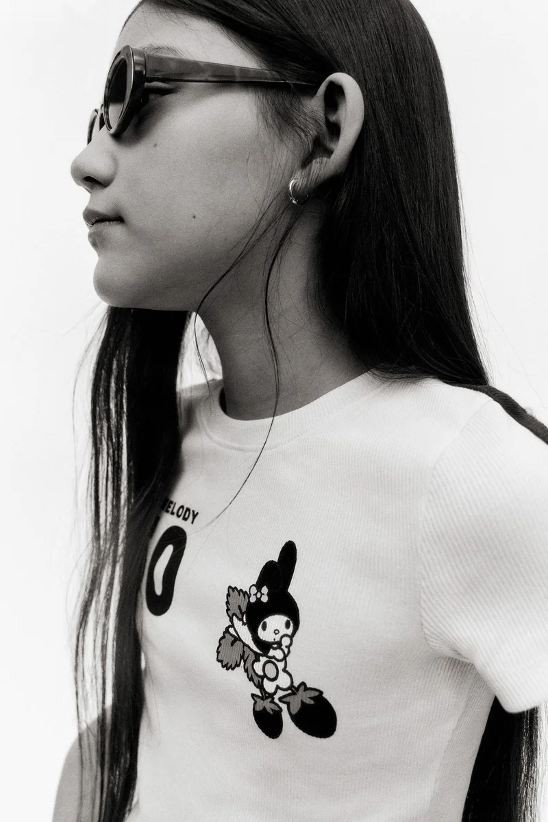 اتش اند ام Printed jersey top