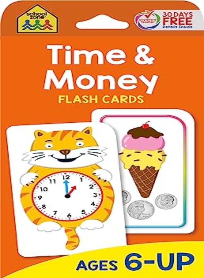 School Zone - Time & Money Flash Cards - Ages 6 and Up, 1st Grade, 2nd Grade
