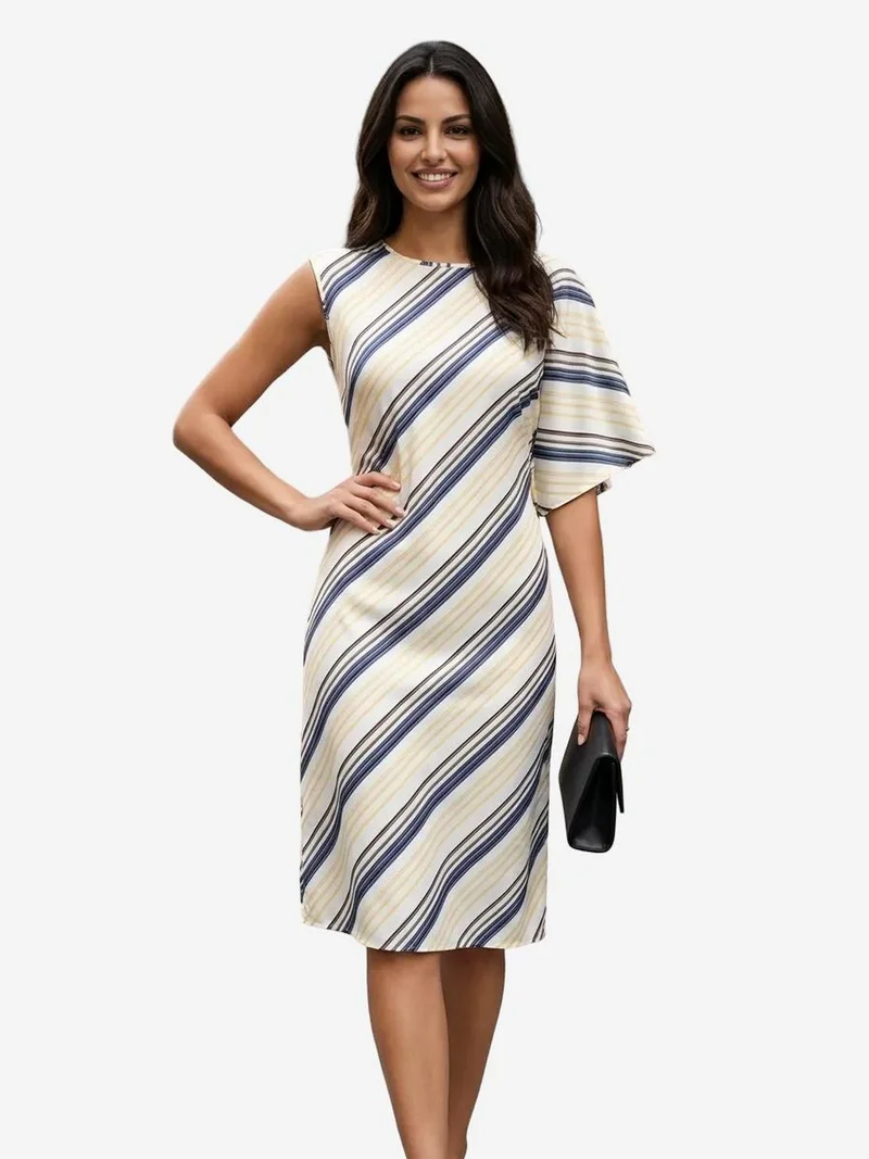 ماي فاشن MY FASHION Striped Lyocell Midi Dress