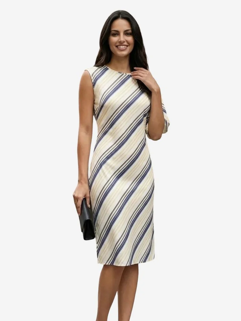 ماي فاشن MY FASHION Striped Lyocell Midi Dress