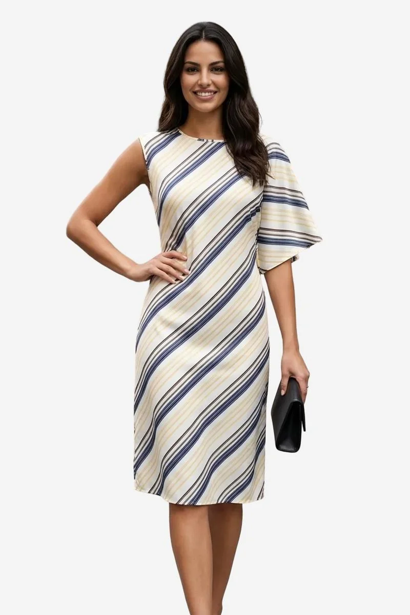 ماي فاشن MY FASHION Striped Lyocell Midi Dress