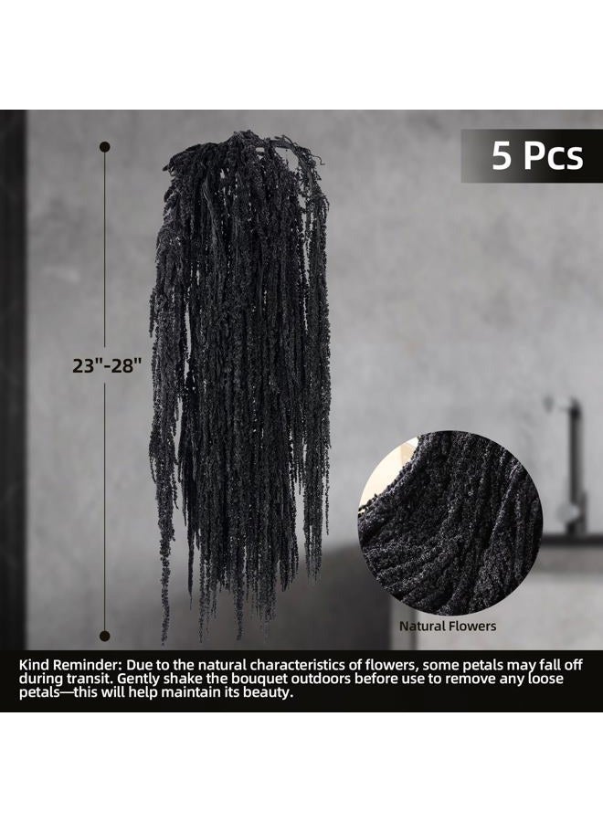 Jtoder 5Pcs Dried Amaranthus Hanging Flowers, Natural Preserved Flower for Wedding Arch, Exhibition, Wall Hanging Lover Tears, Floral Arrangement, Home Decor (Black, 24") - Image 3