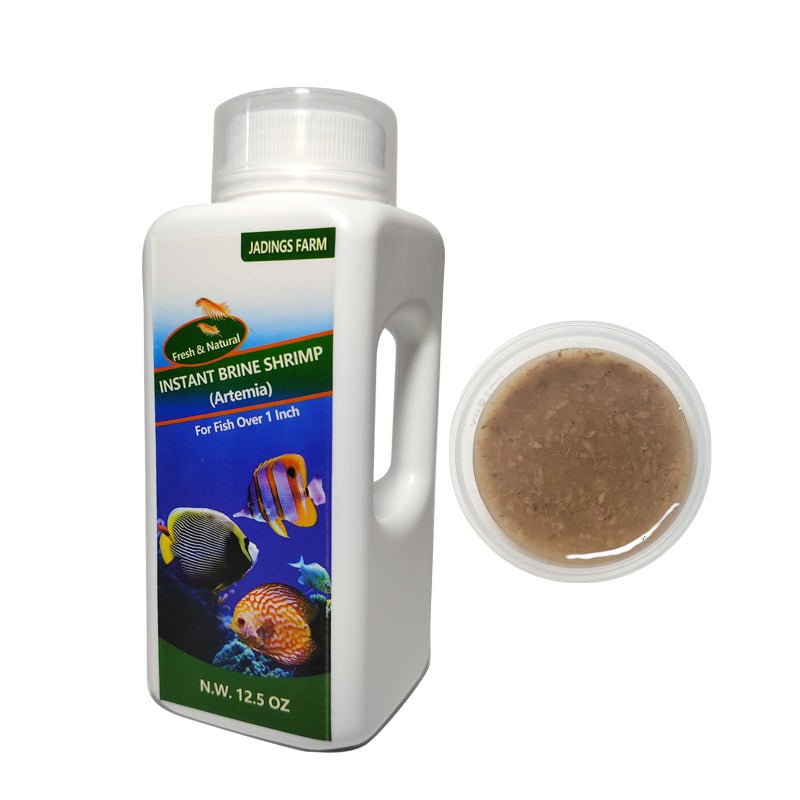 JADINGSFARM Brine Shrimp Fish Food - High Protein Non-Living Adult Brine Shrimp for Bettas, Goldfish, Cichlids & - Color Enhancing, -Instant Liquid Slow Sinking Tropical Fish Food (12.5oz) - Image 1