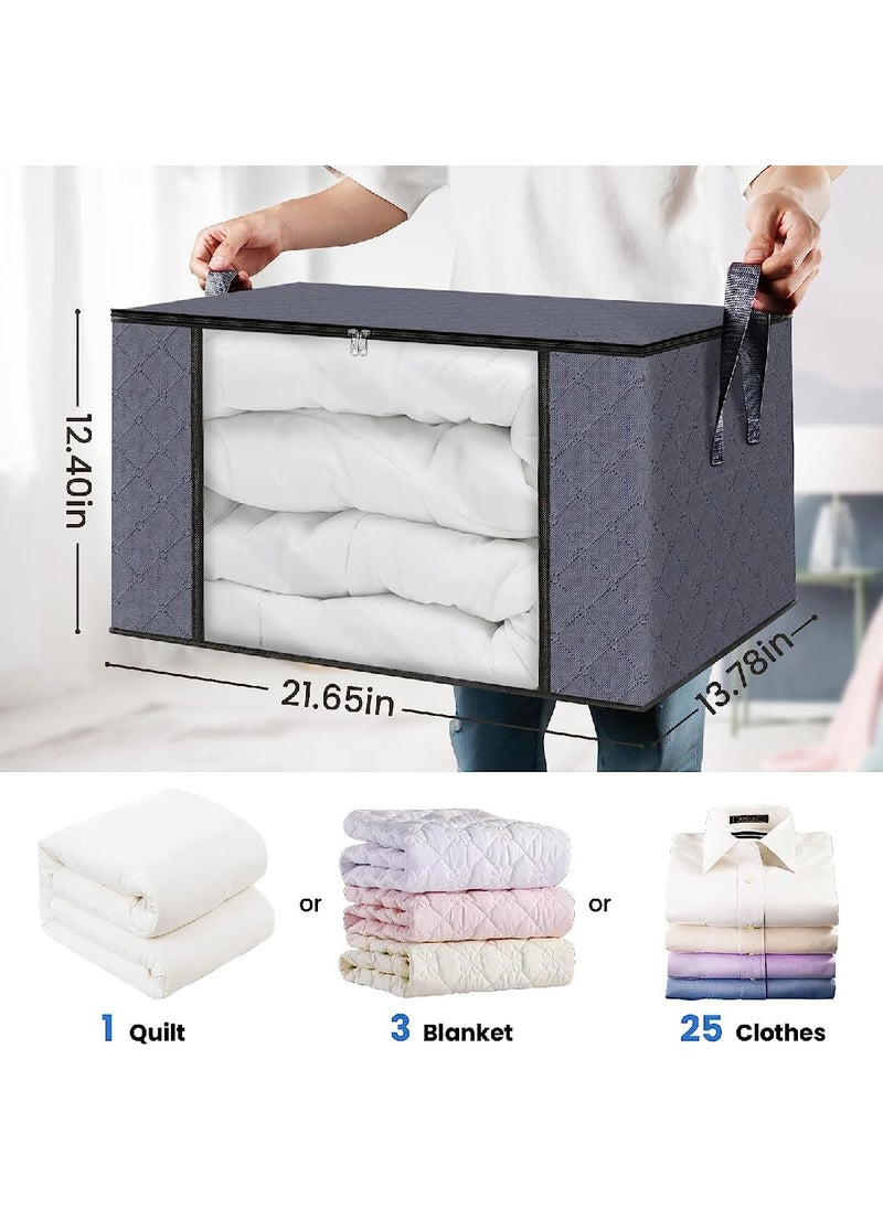 Generic 6-Pack Of Foldable Blanket Storage Bags For Organizing Bedrooms, Closets, Clothes, Quilts, Gray  - Image 2
