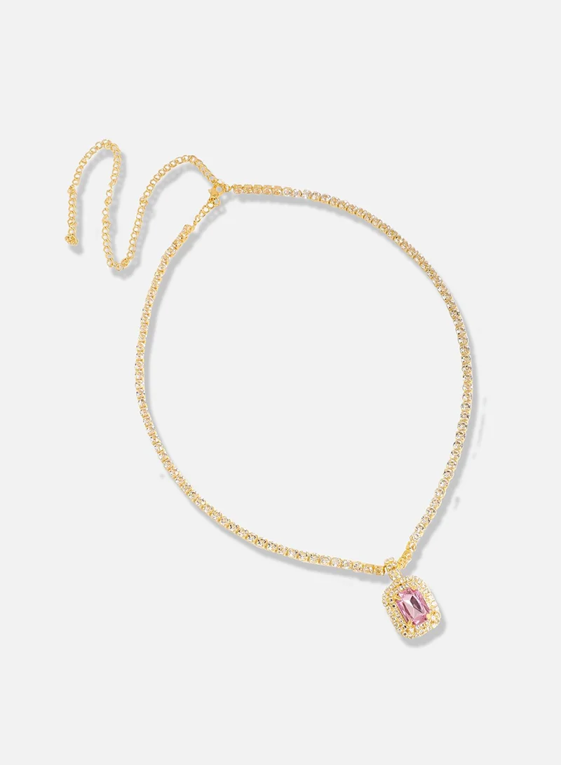 سوهي قلادة كاجوال من الحجر بتصميم مطلي بالذهب