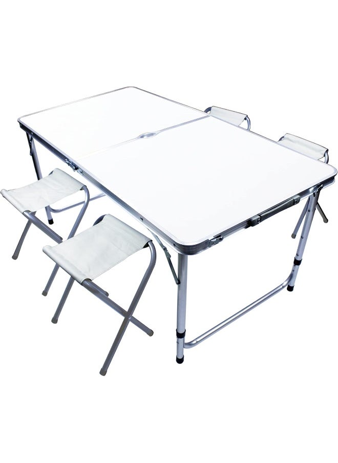 YANEK YANEK Folding Camping Table with 4 Foldable Chairs Set  - Image 1