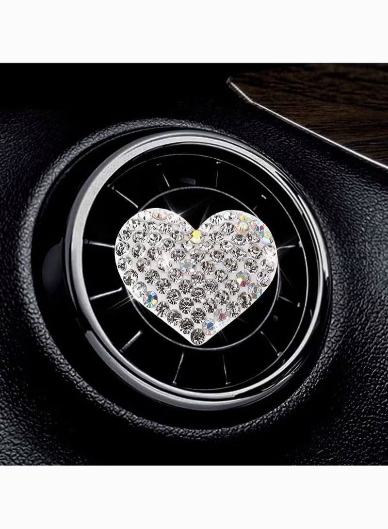 Diamond Heart Shaped Car Air Vent Aroma Diffuser Clip, Silver (Pack of 2) - Image 3