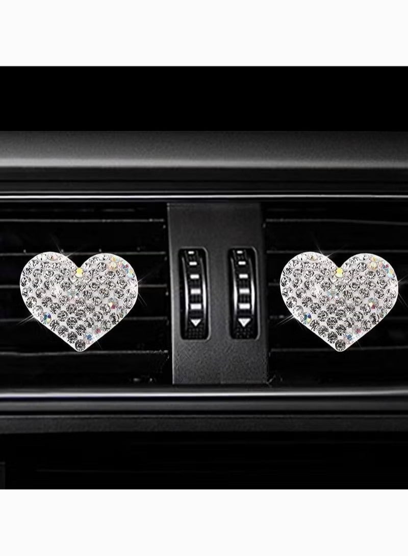 Diamond Heart Shaped Car Air Vent Aroma Diffuser Clip, Silver (Pack of 2) - Image 2