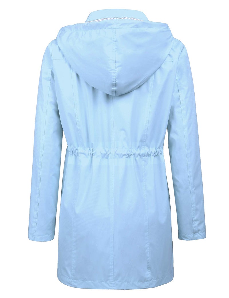 LOMON Rain Jacket Lightweight Waterproof Windbreaker Packable Outdoor Hooded Raincoat For Women Active Outdoor Light Blue M - Image 3