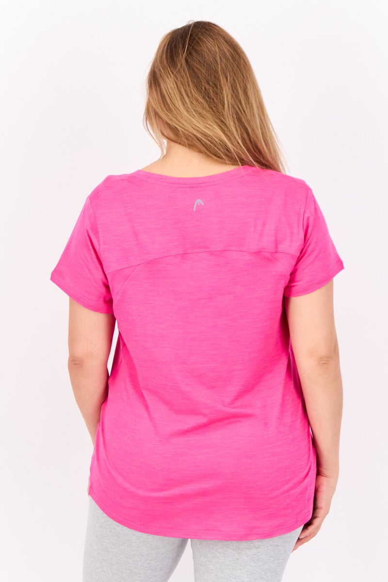 HEAD Women Sportswear Fit Short Sleeve Outdoor T Shirt, Pink  - Image 4