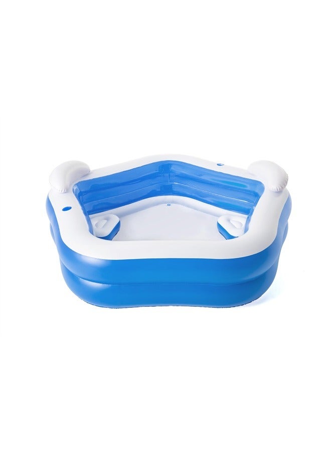 POOL INFLT FAMLY-2.13m x 2.07m x 69cm-Inflatable Pool for Kids and Adults, Inflatable Swimming Pool Oversized Thickened Family Swimming Pool for Toddlers, Outdoor, Garden, Backyard, Summer Water Party.  - Image 4