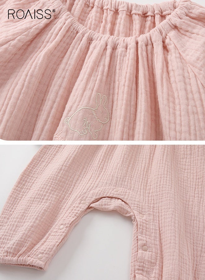 رويس طقم رومبر للأطفال مع قبعة، بذلة لعب مريحة للبشرة للأطفال، بيجامة مريحة وقابلة للتنفس مع أكمام مكشكشة، بيجامة طويلة الأكمام للأطفال، ملابس نوم قطنية للأطفال حديثي الولادة، مناسبة للارتداء اليومي، التجمعات العائلية، صور الوالدين والأطفال - Image 3