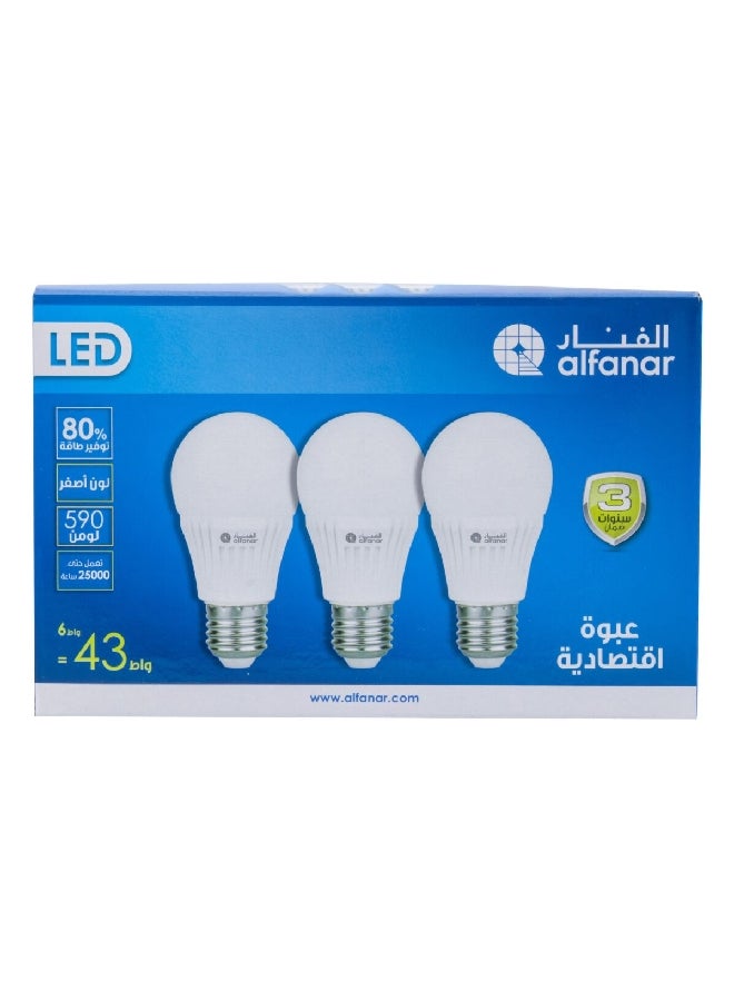 عبوة لمبات إي 27 ليد برومو 6 واط 3000 ك من الأبيض الدافئ  11.6 x 18.4 x 6.8 سم LED-BULB6WW-PROMO