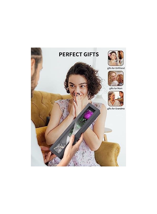 The Bros Preserved Rose Eternal Enchanted Rose, Single Rose Flower Gifts for Women, Real Rose Gifts for Birthday, Valentines Flowers for Female (Purple) - Image 4