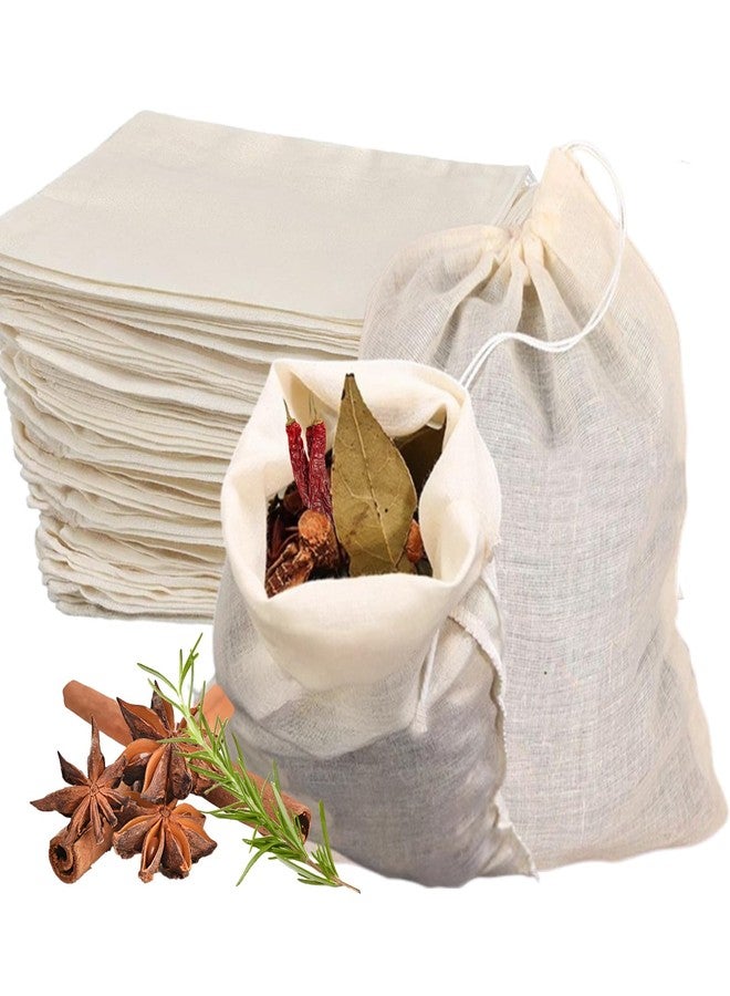 AHSNYLC Spice Bags for Cooking - 50PCS Reusable Tea Bags,Reusable Sachet Drawstring Packing Bags,Cheesecloth Cold Brew Coffee Bags,Cotton Bags,Empty Tea Bags for Tea,Filtering Soya Milk,Coffee 4x3In - Image 1