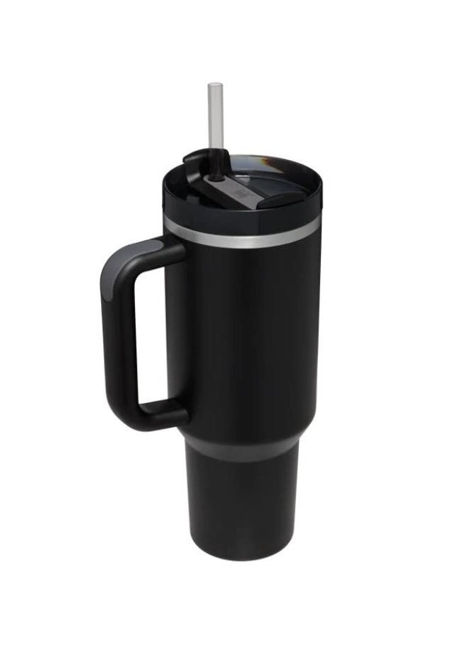 KYD - 40oz Reusable Vacuum Quencher Tumbler with Straw, Double Wall Vacuum Stainless Steel Coffee Mug Leak Resistant Lid, Cold/Hot Insulated Tumbler Black - Image 1