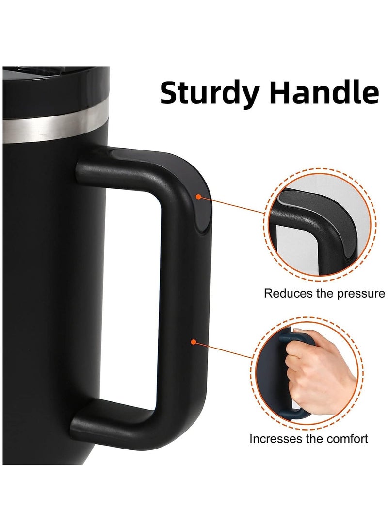 KYD - 40oz Reusable Vacuum Quencher Tumbler with Straw, Double Wall Vacuum Stainless Steel Coffee Mug Leak Resistant Lid, Cold/Hot Insulated Tumbler Black - Image 1