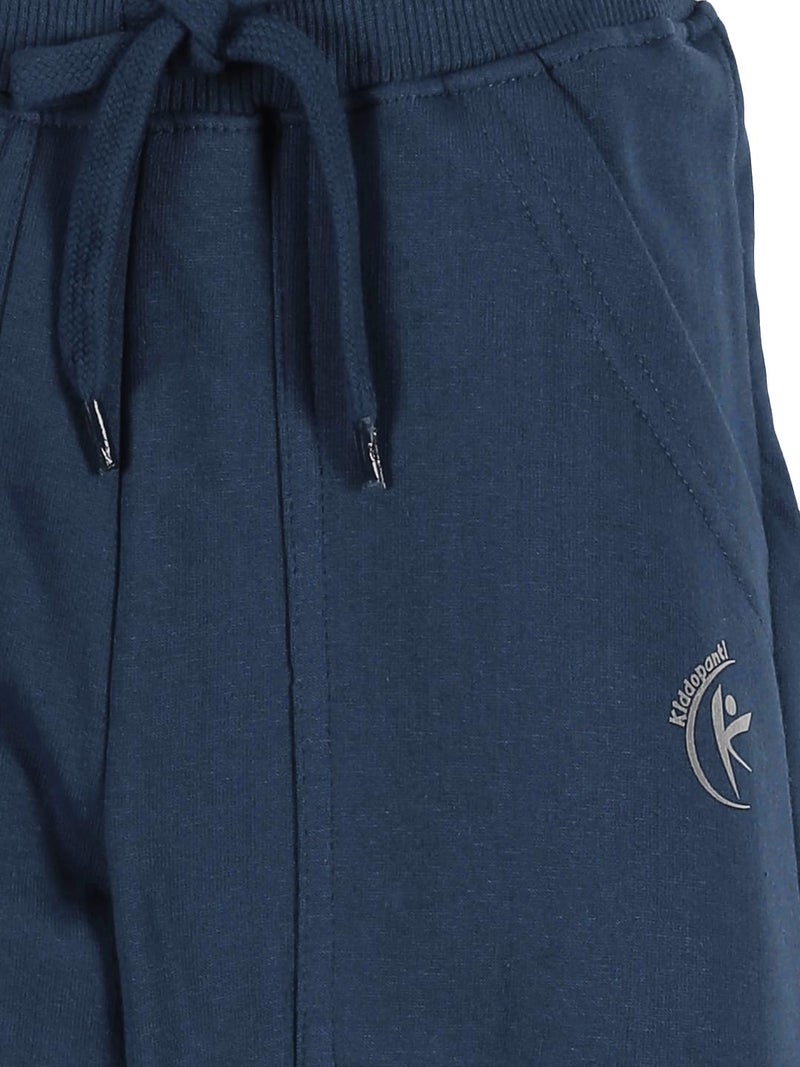 KiddoPanti Boys Solid Fleece Track Pants | Cotton Poly Fleece Fabric | Ankle Length Bottom Rib | 2 Front Patch Pocket | Elastic Waist & Drawcord | Jogger Track Pants for Boys, Navy Blue - 6-8Y - Image 4