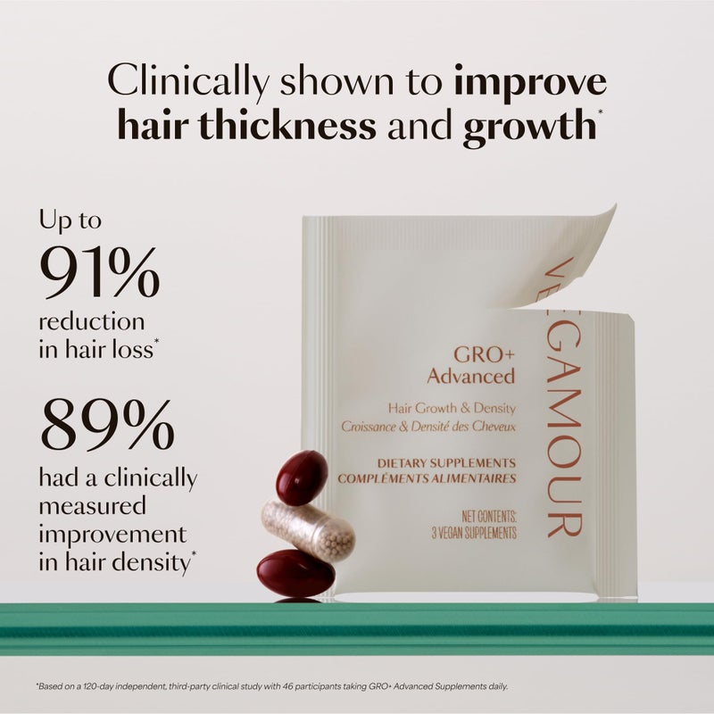 VEGAMOUR GRO+ Advanced Hair Growth Vitamin Supplements - Boosts Hair Growth & Density - 30 Pill Packs/Box - Image 4
