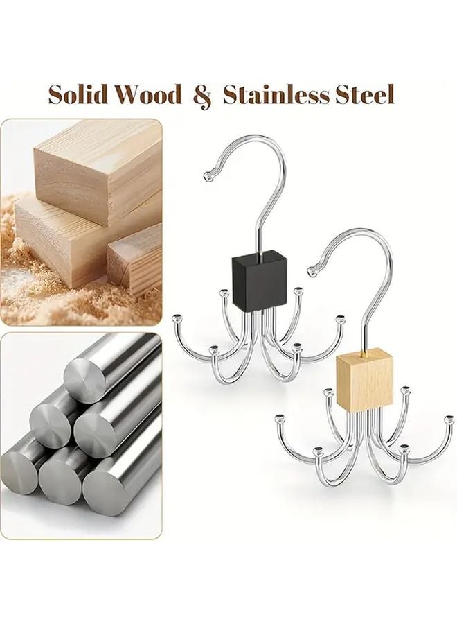 2pcs Six Claw Hook Belt Organizer Rotating Space Saving Wardrobe Storage Rack - Image 4