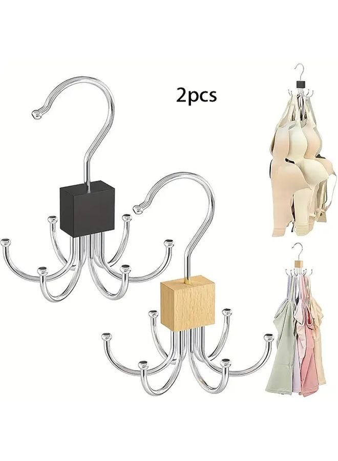 2pcs Six Claw Hook Belt Organizer Rotating Space Saving Wardrobe Storage Rack - Image 1