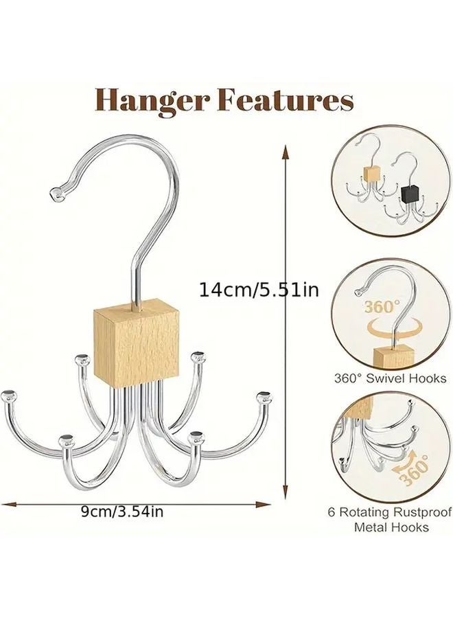 2pcs Six Claw Hook Belt Organizer Rotating Space Saving Wardrobe Storage Rack - Image 3