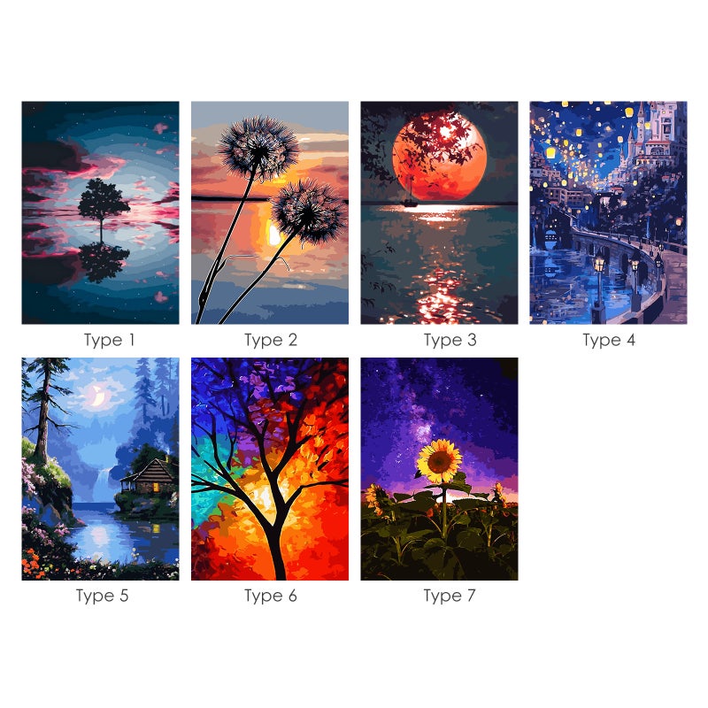 16 x 20 Inch DIY Oil Painting on Canvas Paint by Number Kit for Adults Kids Beginner Beautiful Scenery Plant Pattern Craft Hand-Painted Home Wall Decor Gift Frameless - Image 2