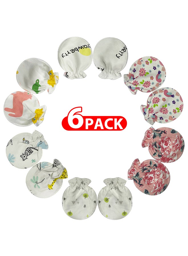 MARGOUN 6 Packs Newborn Baby Mittens Anti Scratch Baby Mittens No Scratch Mittens Baby Gloves for 0-6 Months Boys Girls Multicolour  - Image 1