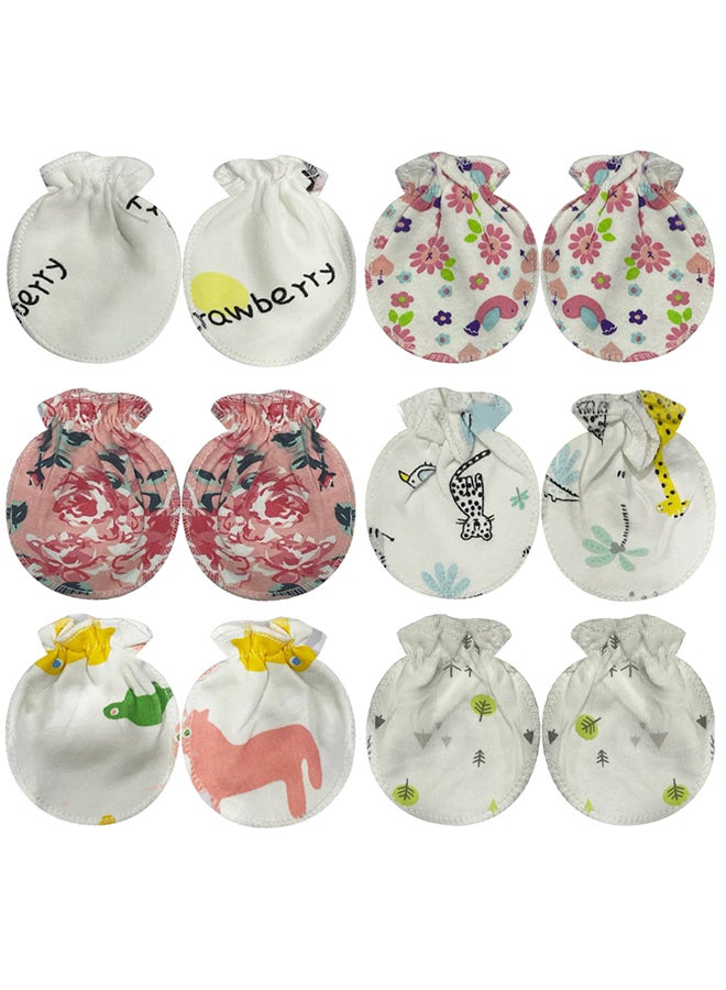 MARGOUN 6 Packs Newborn Baby Mittens Anti Scratch Baby Mittens No Scratch Mittens Baby Gloves for 0-6 Months Boys Girls Multicolour  - Image 2