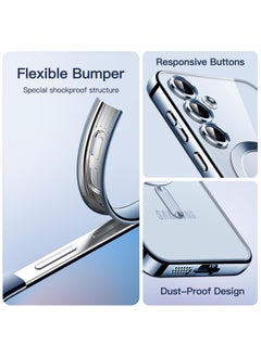 Generic For Samsung Galaxy S24 Silicone Transparent Back Case with Platinum Frame , Mag-Safe For Wireless Charging and Camera Lens Protector Compatible With Samsung Galaxy S24 (6.2'') (Clear&Blue)  - Image 5