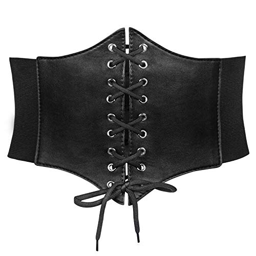 JASGOOD Women’s Elastic Costume Waist Belt Lace-up Tied Waspie Halloween Corset Belts for Women - Image 2