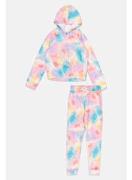 Body Glove Kids Girl 2 Pcs Tie-Dye Sweatshirt And Pants Set, Multicolor  - Image 1