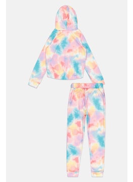 Body Glove Kids Girl 2 Pcs Tie-Dye Sweatshirt And Pants Set, Multicolor  - Image 2