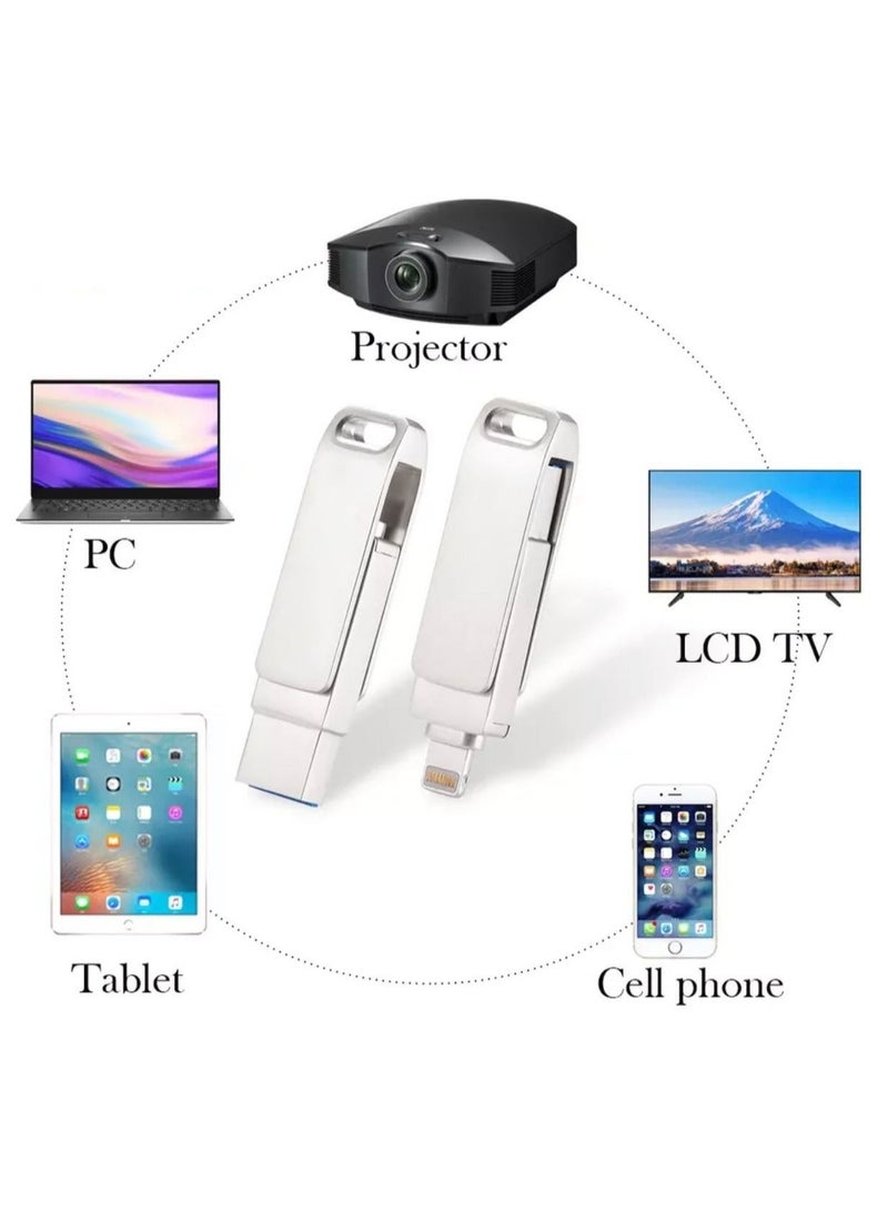 256GB USB Flash Drive for Iphone 256GB 3.1 Super Speed 4 in 1 Metal Flash Drive Swivel Design OTG Type A USB + Lightning + Micro USB for Android Devices, PC's, Computers, Cars, Laptops and other Dev - Image 5