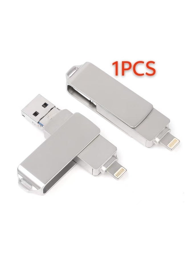256GB USB Flash Drive for Iphone 256GB 3.1 Super Speed 4 in 1 Metal Flash Drive Swivel Design OTG Type A USB + Lightning + Micro USB for Android Devices, PC's, Computers, Cars, Laptops and other Dev - Image 1