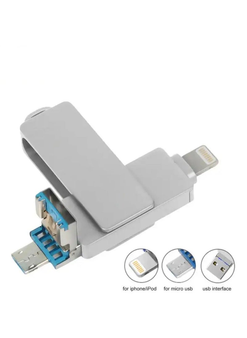 256GB USB Flash Drive for Iphone 256GB 3.1 Super Speed 4 in 1 Metal Flash Drive Swivel Design OTG Type A USB + Lightning + Micro USB for Android Devices, PC's, Computers, Cars, Laptops and other Dev - Image 2