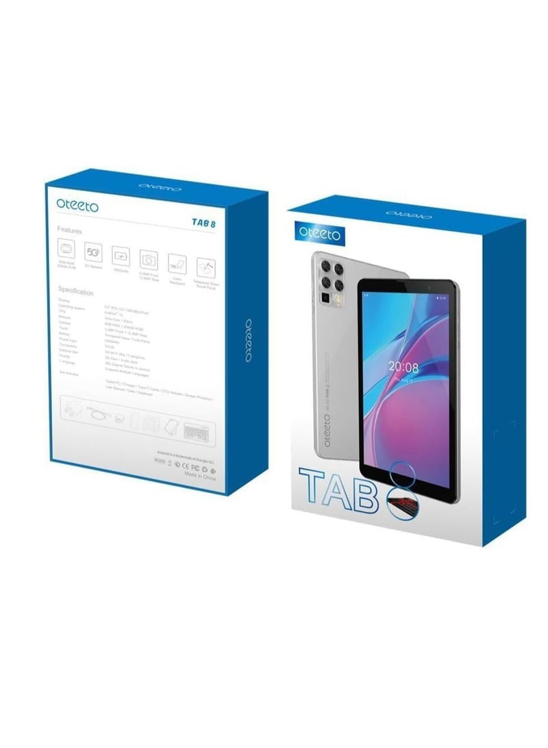 Oteeto Tab 8 5G Android Tablet PC, 8 Inch Display, Keyboard, 8GB RAM, 256GB ROM, 5000 mAh Battery, Grey - Image 3