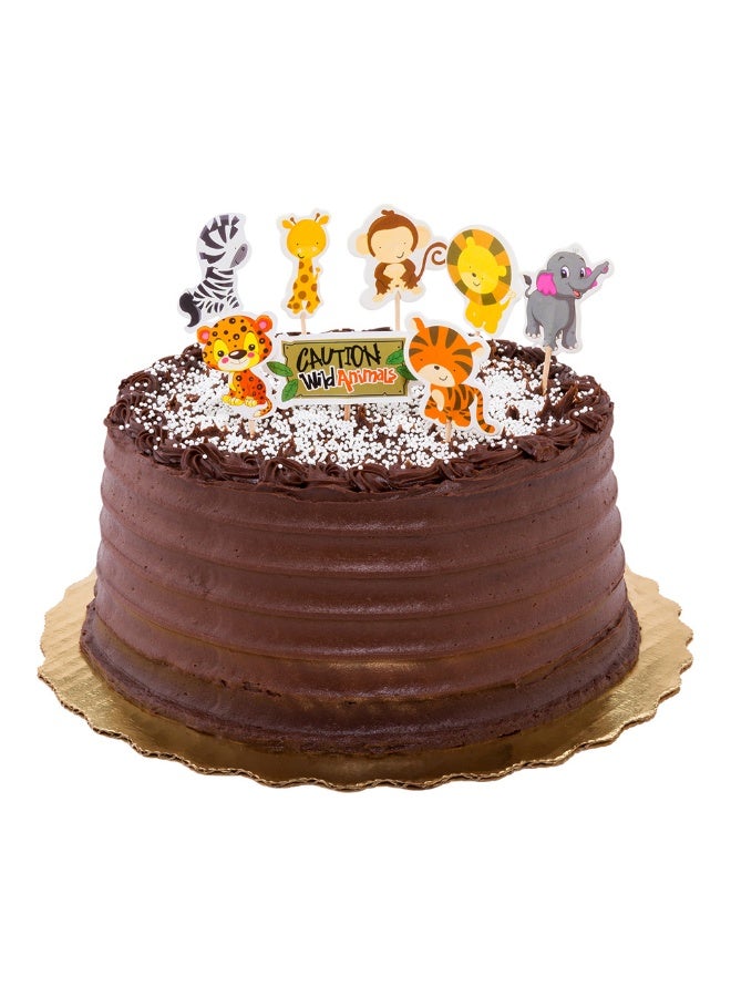 Restaurantware 3.5 x 2.5 Inch Safari Animal Cake Toppers, 24 Piece Assorted Jungle Cupcake Toppers - For Kids' Birthday Parties Or Baby Showers, Cake Decoration Supplies, Paper Zoo Cupcake Picks - Image 2