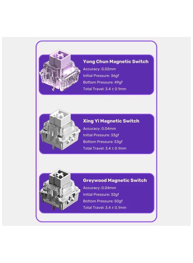 أولا لوحة مفاتيح AULA WIN68 HE STANDARD المغناطيسية للألعاب RT السلكية RGB مع إمكانية التبديل السريع 8 كيلو هرتز ولوحة مفاتيح ميكانيكية منخفضة الكمون (محور مغناطيسي خشبي رمادي) - Image 5