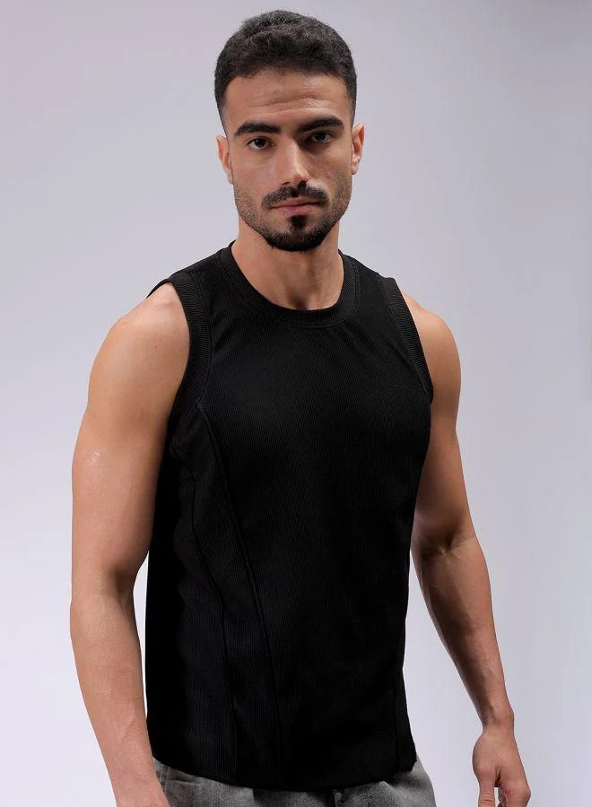 ذا انديان كراج كو Men Slim Fit Textured Round Neck Tshirt